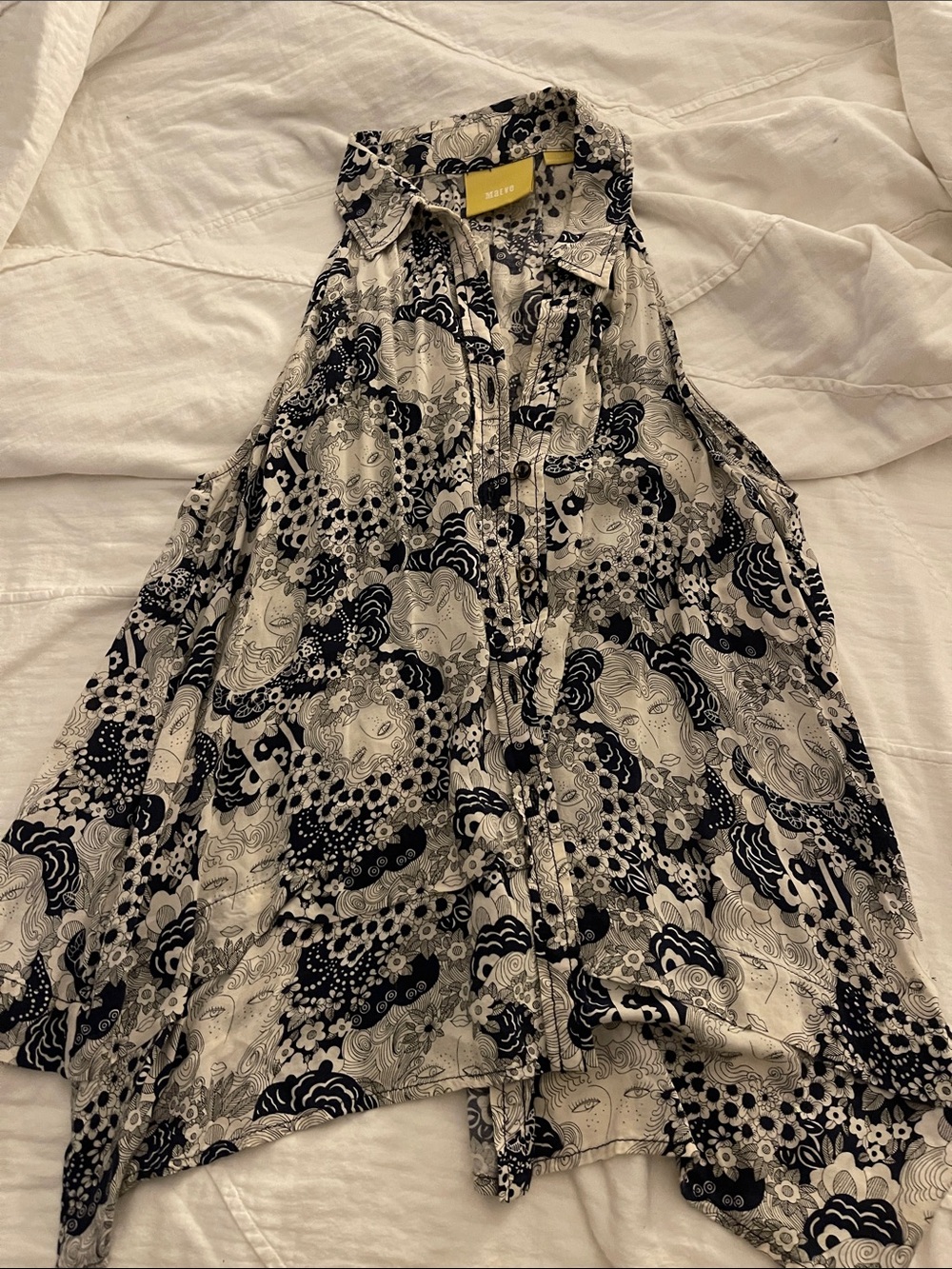 Maeve Sleeveless Printed Button-Down Blouse